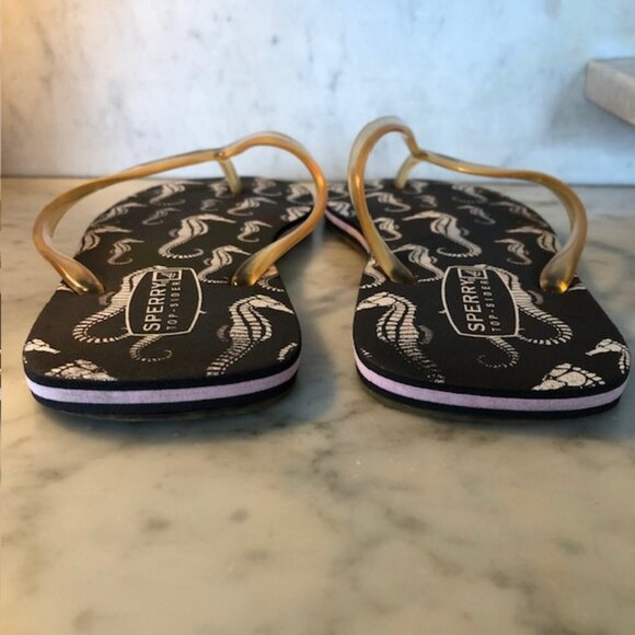 SPERRY TOP-SIDER  Seahorse Print Black Flip Flop M 7-8 - Picture 12 of 15